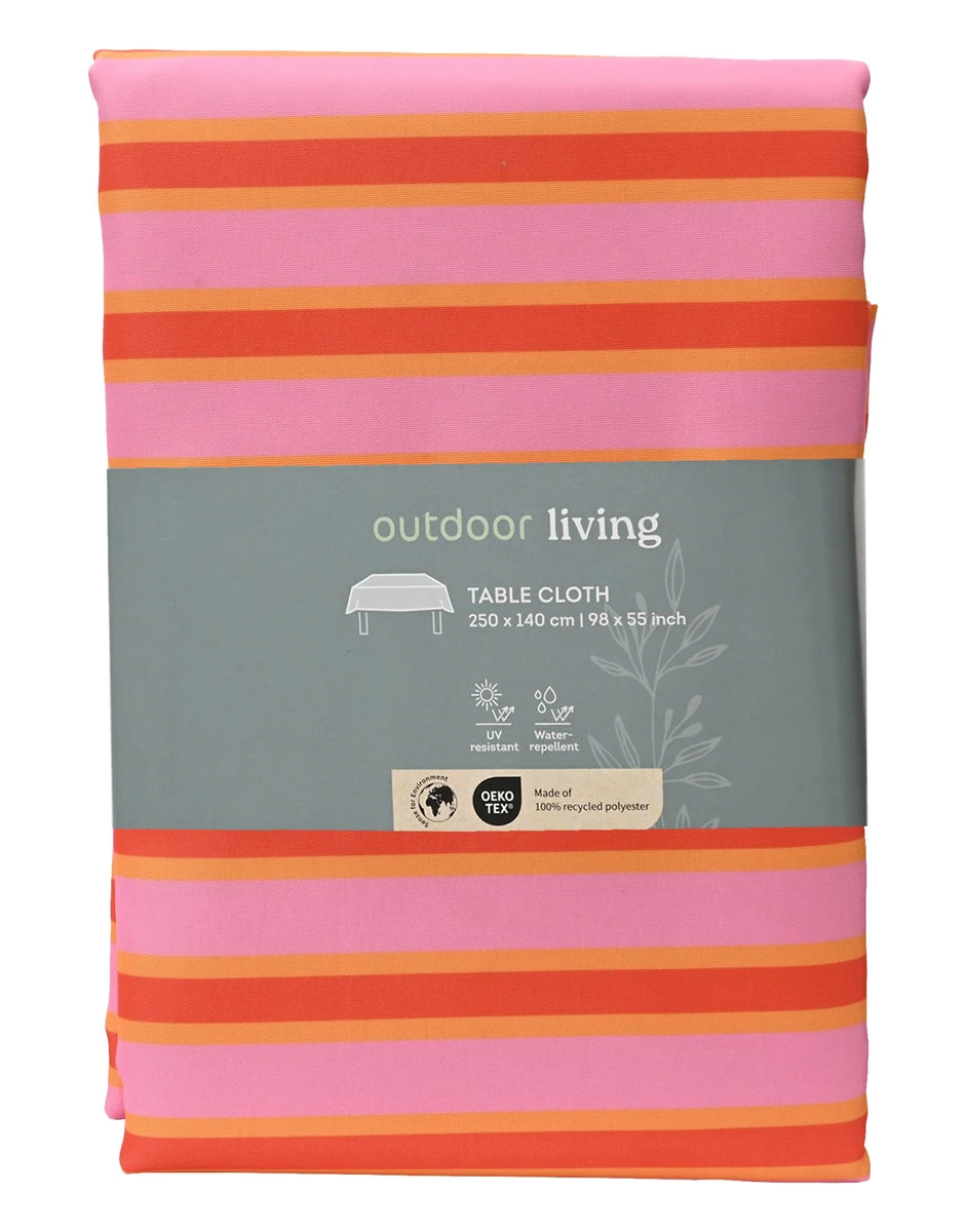Tafelkleed strepen roze 140 x 250 cm (per stuk)