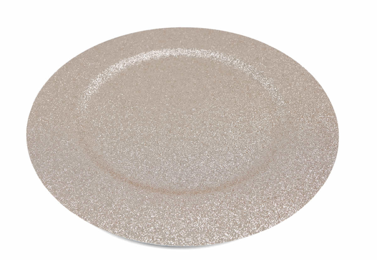 Onderbord glitter champagne goud rond 33 cm (1 stuk)