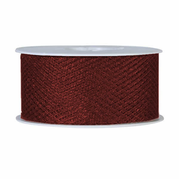 Tule lint rood metallic 50 mm (20 meter)