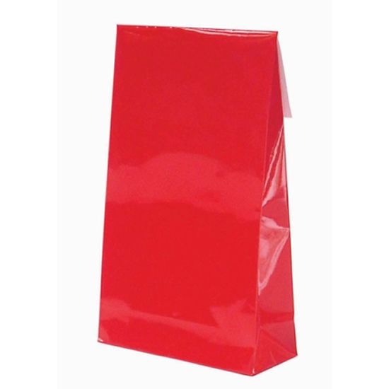 Giftbag rood gelamineerd 10 x 15,7 x 4 cm (50 stuks)