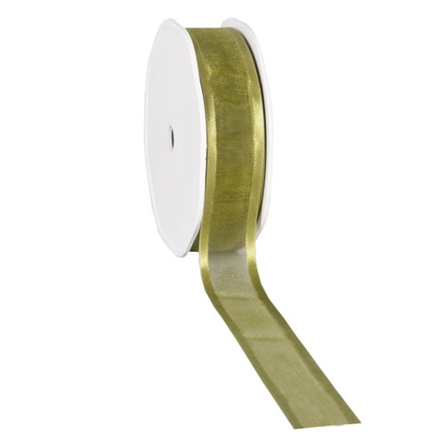 Organza satin edge mosgroen 25 mm (25 meter)