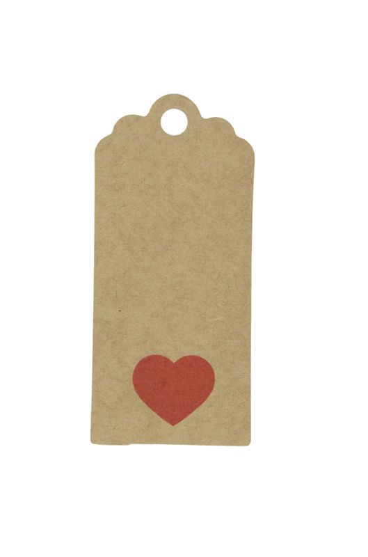 Cadeaukaartje small heart kraft 6,5 x 3 cm (50 stuks)