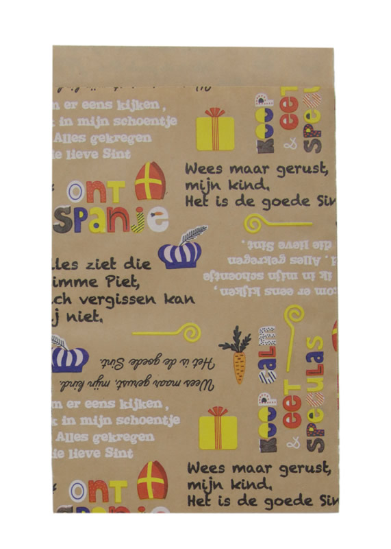 Sinterklaas zakjes liedjes kraft 12 x 19 cm (50 stuks)