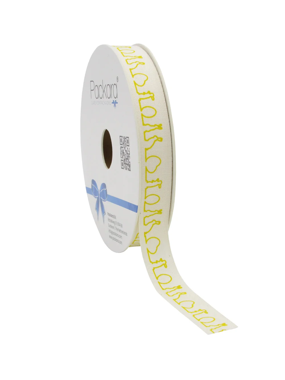 Katoenen lint Happy Easter geel 15 mm (20 meter) Katoenen lint Happy Easter geel 15 mm (20 meter)