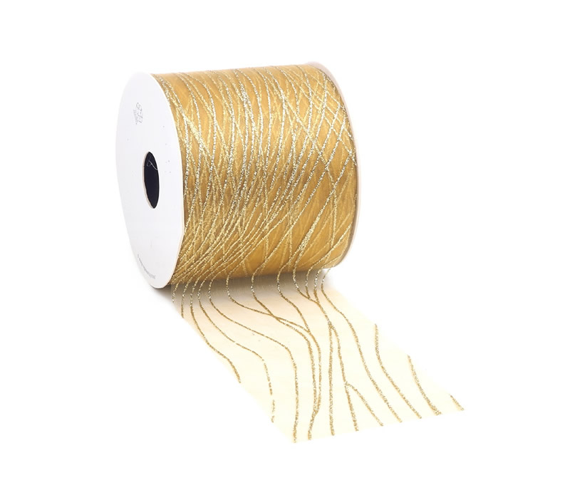 Cadeaulint flow goud 8 cm (15 meter)