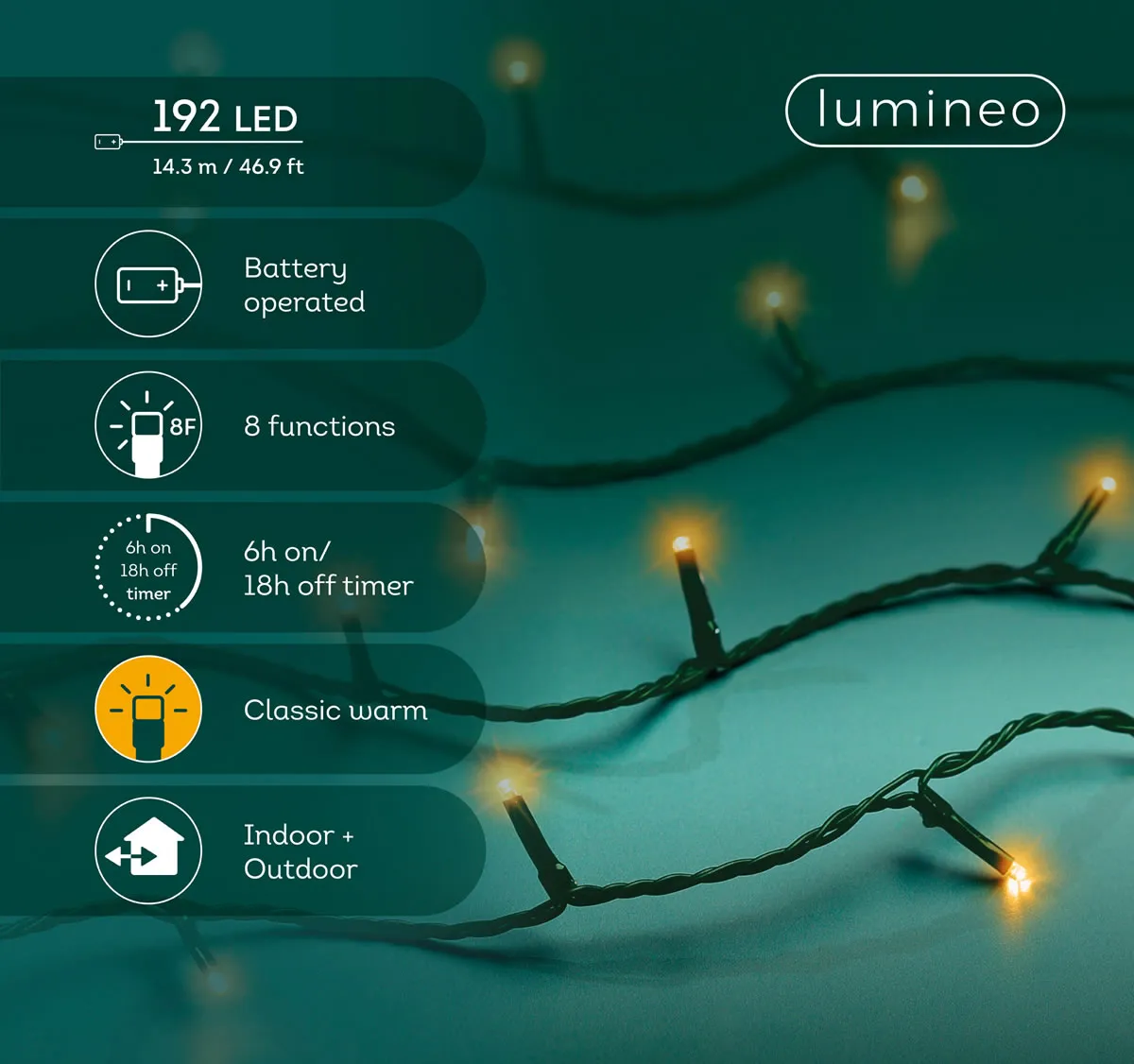 Kerstverlichting classic warm 192 LED (14,3 meter) Kerstverlichting classic warm 192 LED (14,3 meter)