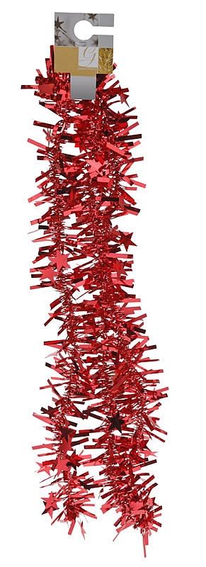 Kerstslinger met ster rood (180 cm)