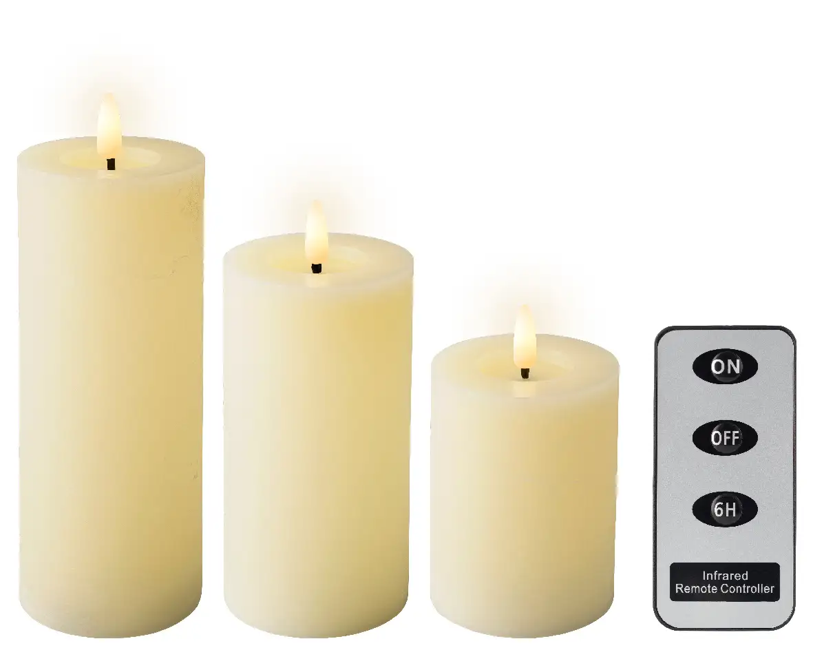 Led kaarsen ivoor met afstandsbediening set (3 stuks)