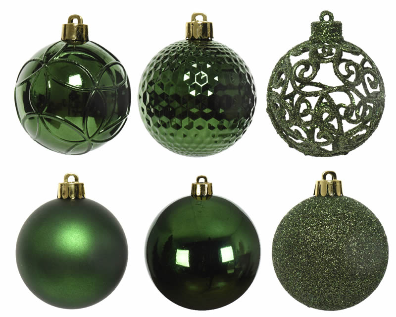 Kerstballen dennengroen 6 cm assorti (37 stuks)