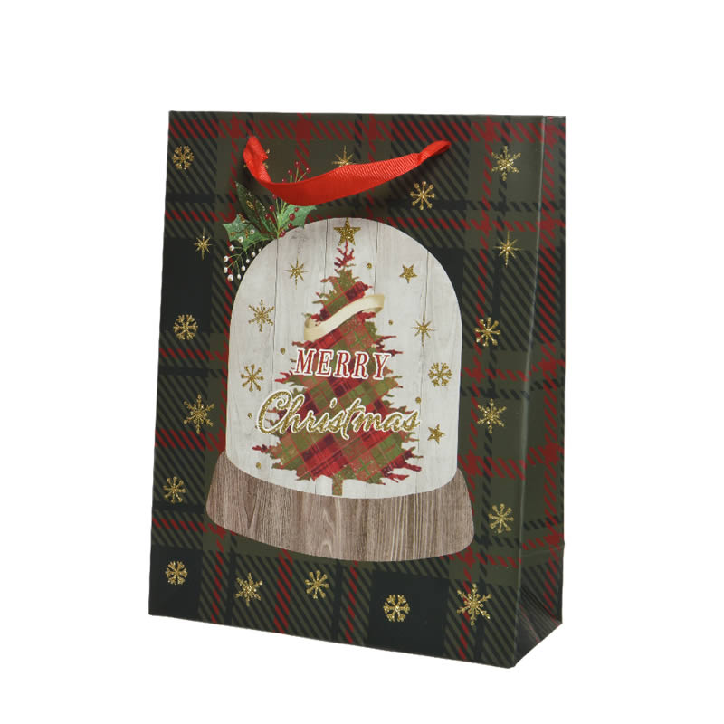 Kersttassen schotse ruit groen 26 x 10 x 32 cm (6 stuks) 