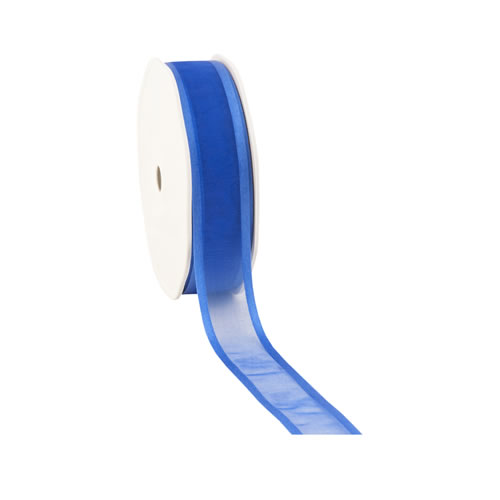 Organza satin edge royal blauw 25 mm (25 meter)