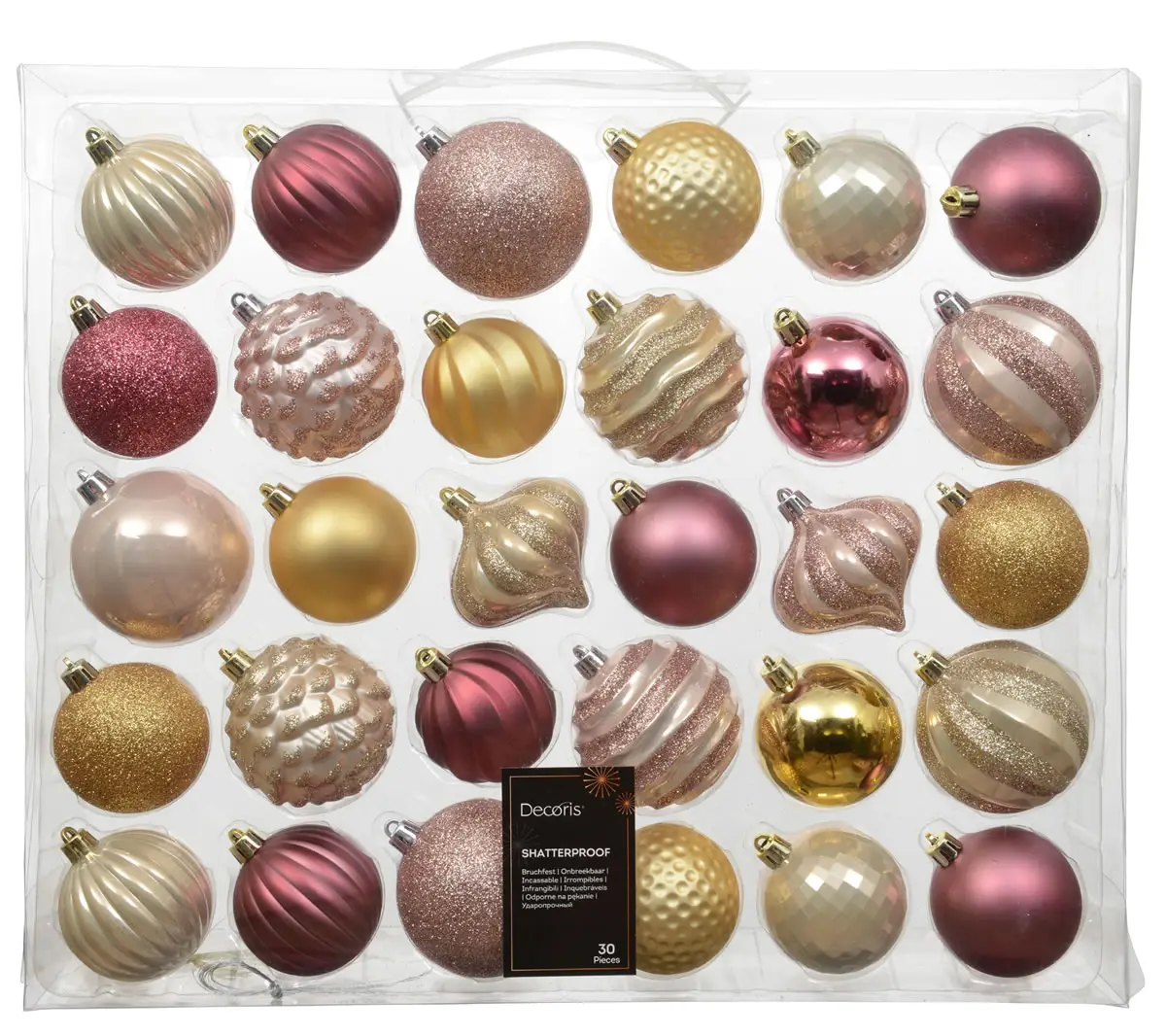 Kerstballen set goud parel roze (30 stuks) Kerstballen set goud parel roze (30 stuks)