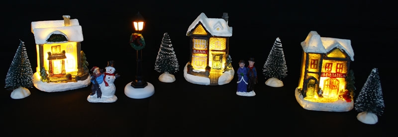 Kerstdorp met led verlichting (10 delig)
