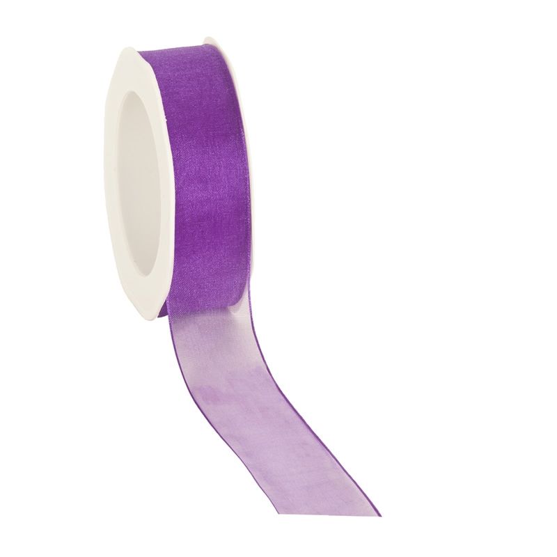 Organza lint paars met draad 25 mm (20 meter)