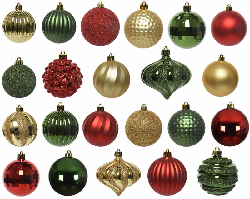 Kerstballen set rood goud groen (60 stuks)