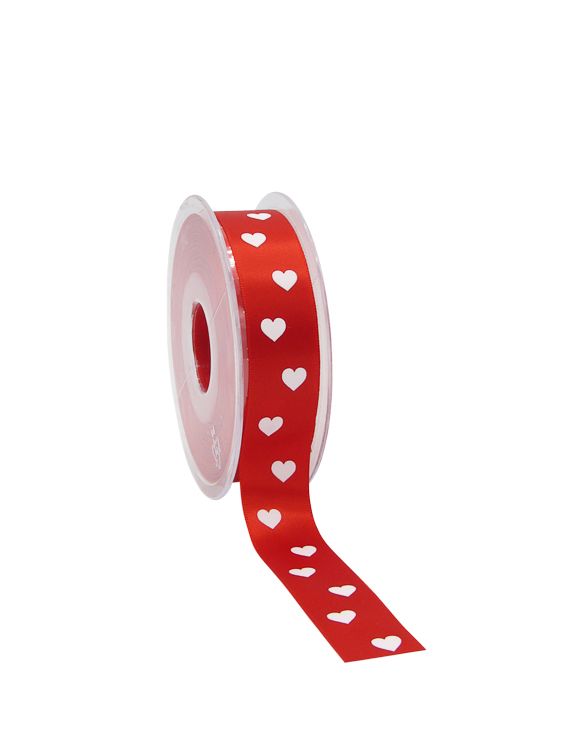 Cadeaulint hearts rood 23 mm (25 meter)