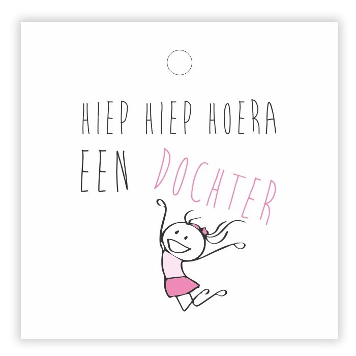 Cadeaukaartje hoera een dochter 7 x 7 cm (20 stuks)