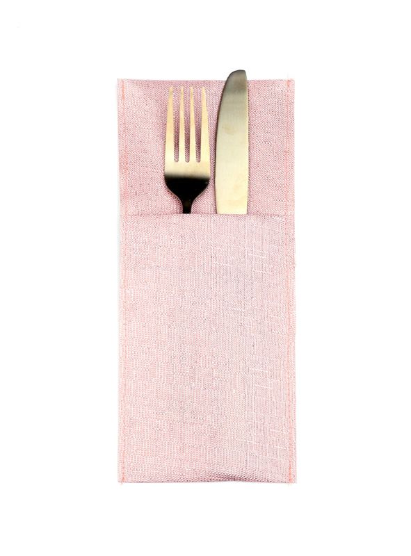 Bestekzakjes luster zacht roze 10 x 23 cm (2 stuks)