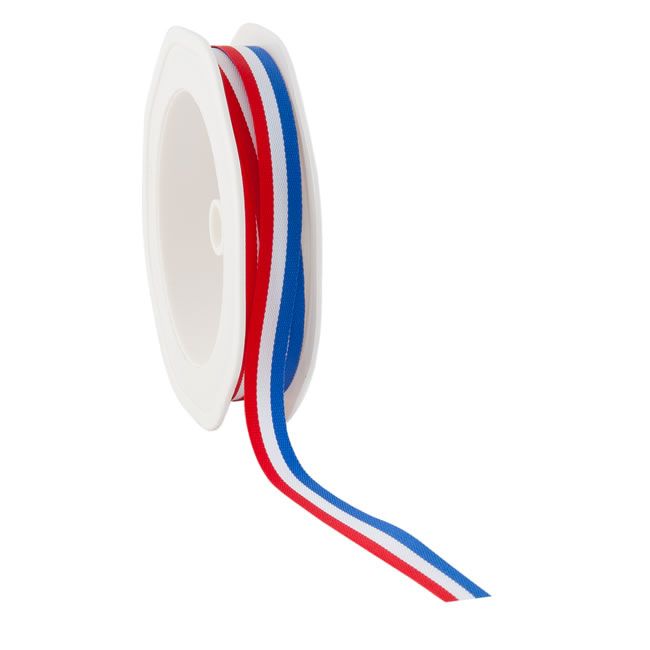 Cadeaulint rood wit blauw 10 mm (25 meter)