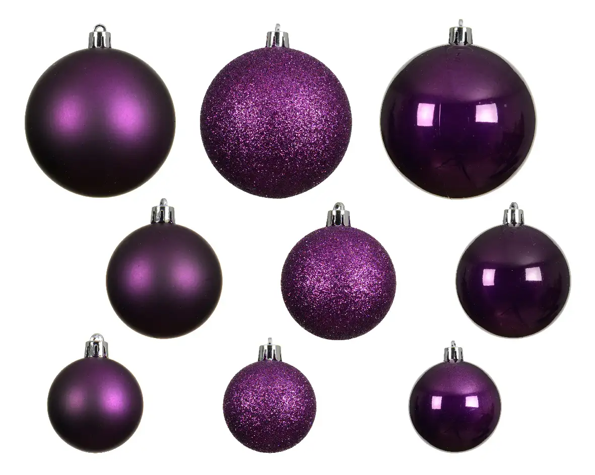 Kerstballen paars set assorti (30 stuks)