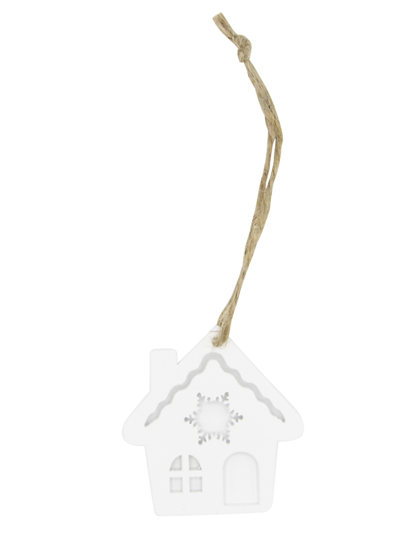 Houten hanger huisje wit 5 cm (24 stuks) 