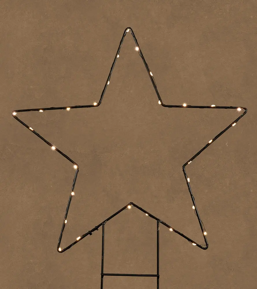 Tuinsteker ster zwart met led 39,5 x 47 cm (per stuk)