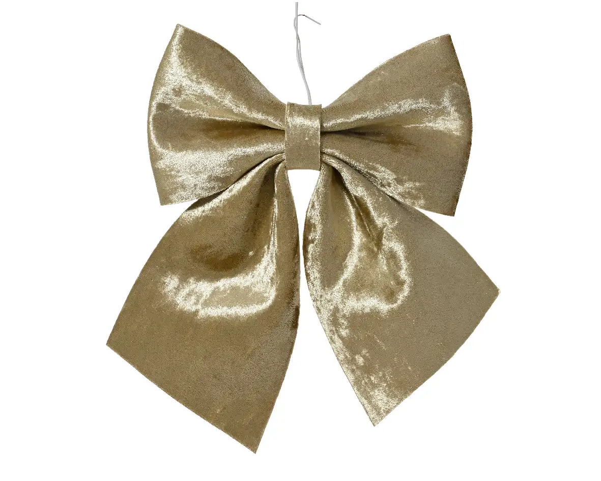 Decoratie strik velvet champagne goud 20 cm (per stuk)