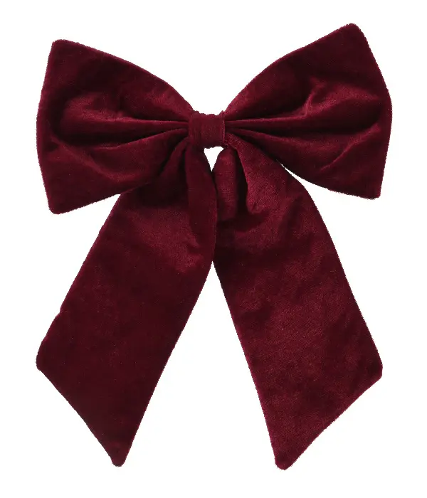 Decoratie strik velvet bordeaux 30 cm (per stuk)