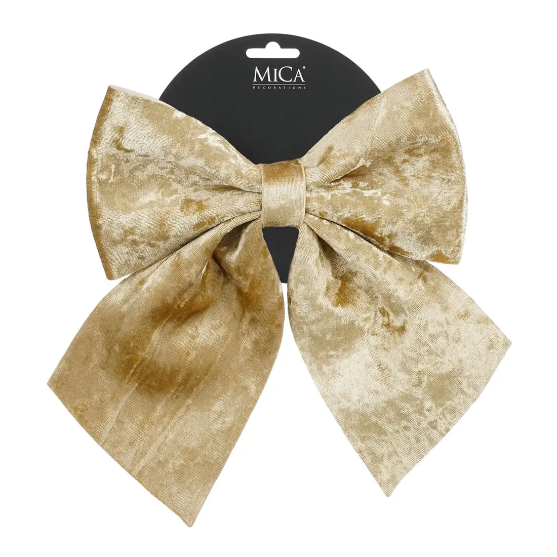 Decoratie strik velvet champagne goud 20 x 23 cm (per stuk)