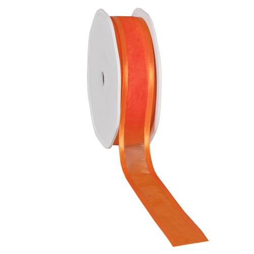 Organza satin edge oranje 25 mm (25 meter)