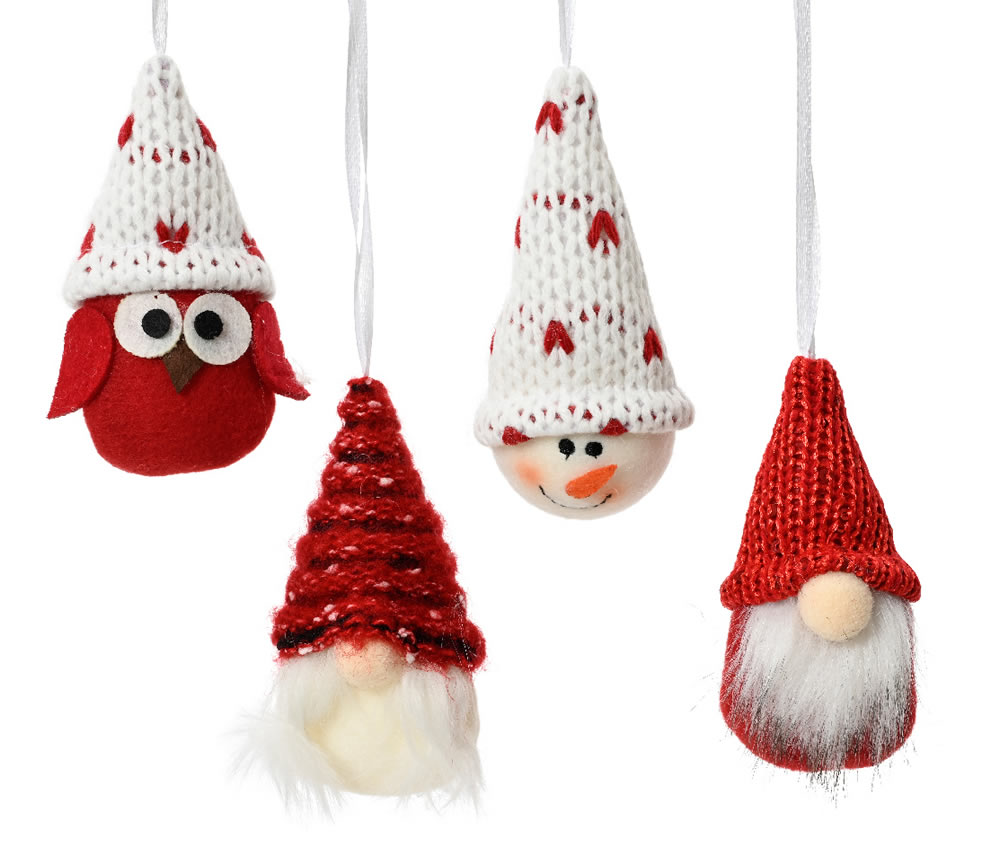 Kersthangers assorti rood 10 cm (4 stuks)