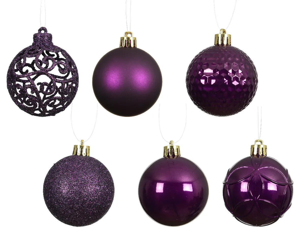 Kerstballen paars 6 cm assorti (37 stuks)
