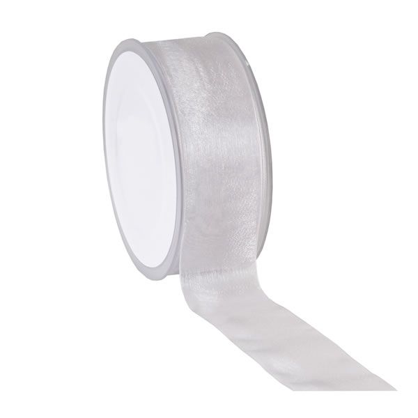 Organza lint zilvergrijs 38 mm (50 meter)