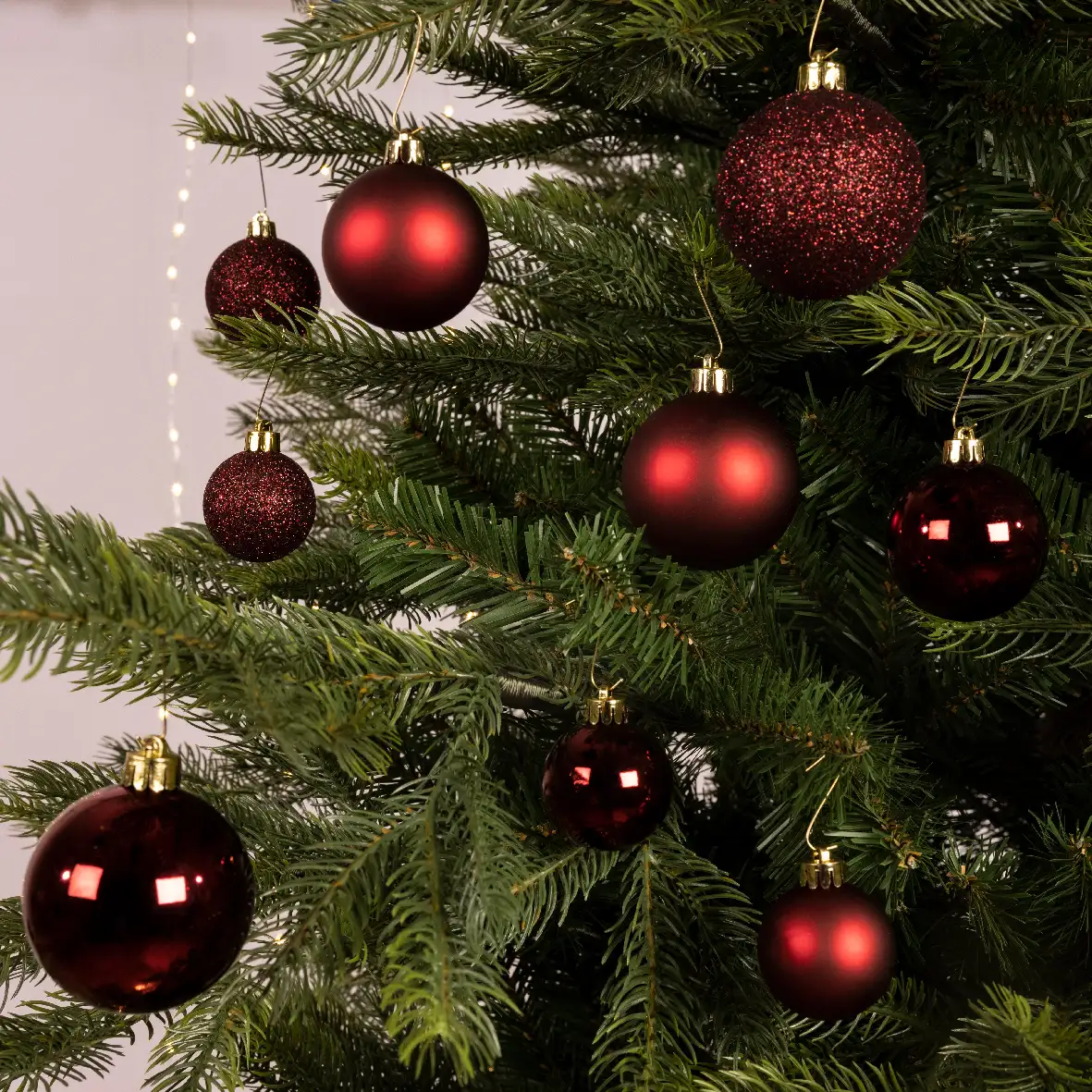 Kerstballen bordeaux set assorti (30 stuks)