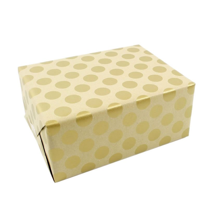 Kraftpapier big dots goud 50 cm (200 meter)