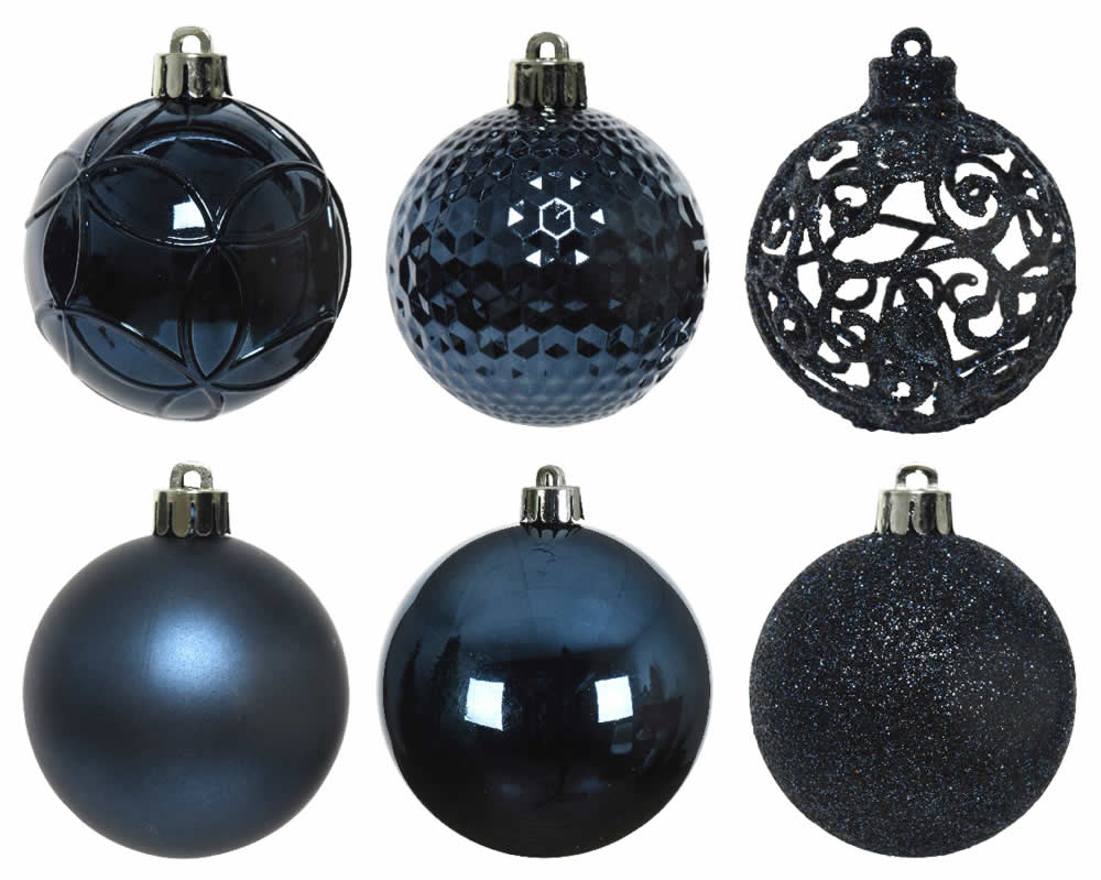 Kerstballen nachtblauw 6 cm assorti (37 stuks)