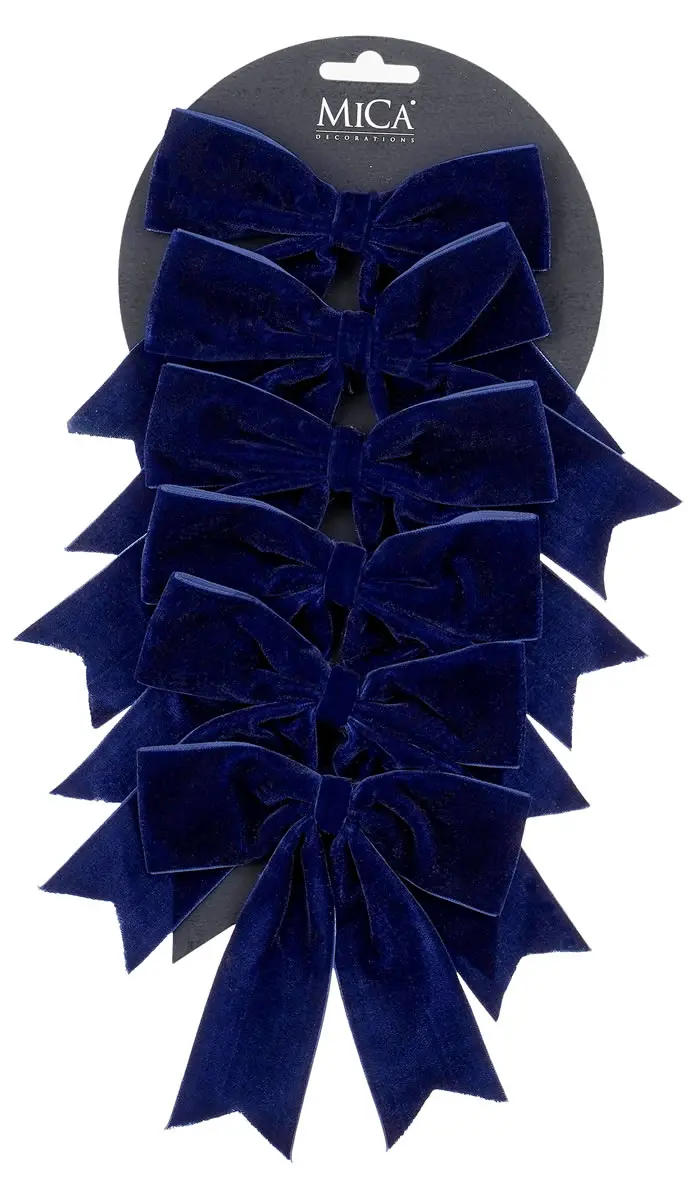 Decoratie strikken velvet deluxe donkerblauw 12 x 14 cm (6 stuks) Decoratie strikken velvet deluxe donkerblauw 12 x 14 cm (6 stuks)