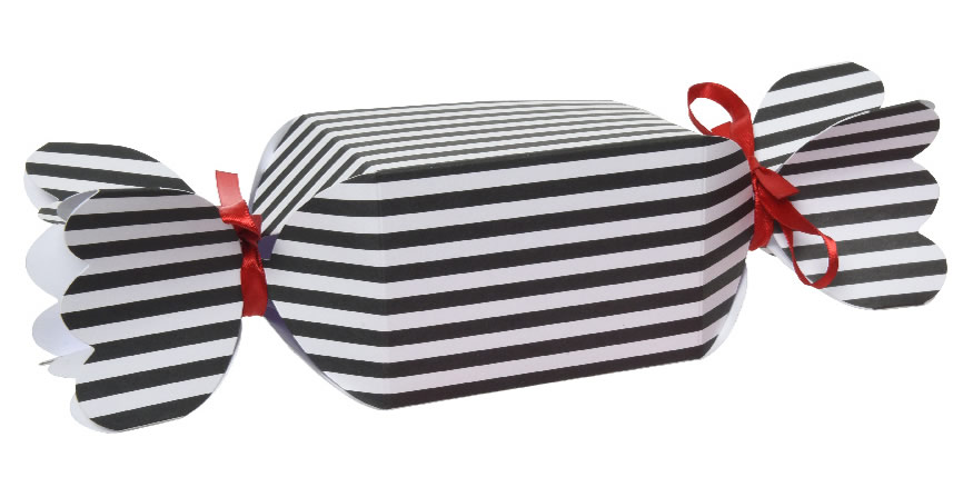 Giftbox candy stripes zwart 14 x 6 x 6 cm (3 stuks)