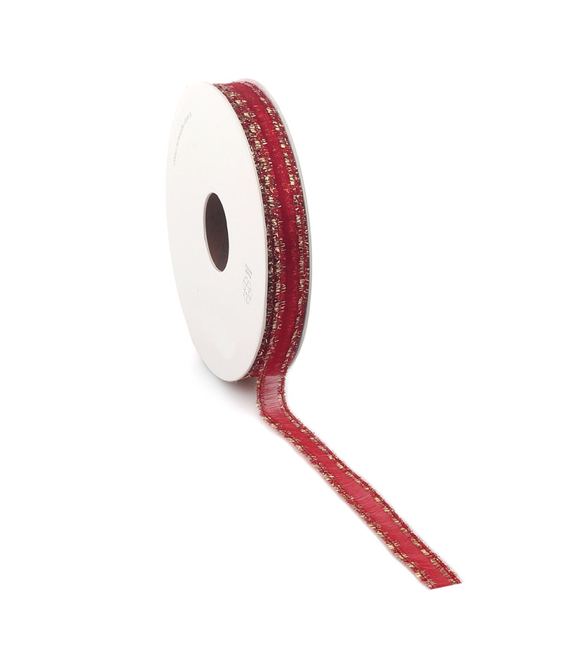 Cadeaulint fringi warm rood 10  mm (20 meter)