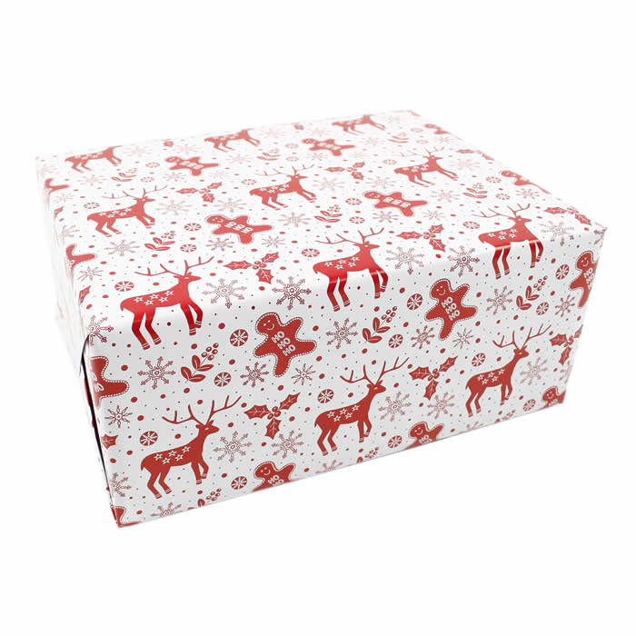Inpakpapier gingerbread rood dubbelzijdig 50 cm (200 meter)