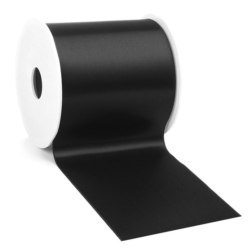 Satijnlint 100 mm zwart (25 meter)