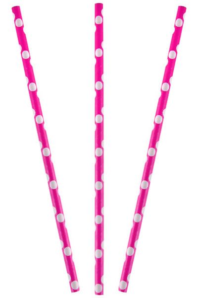 Papieren rietje stippen fuchsia (20 stuks)