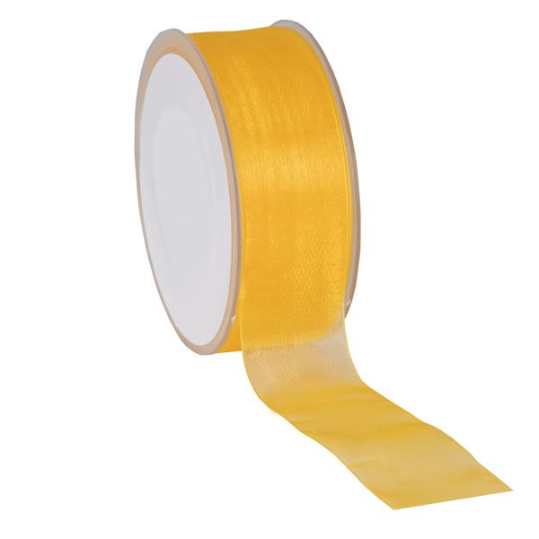 Organza lint geel 38 mm (50 meter)