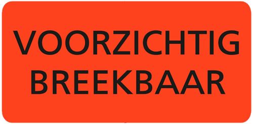 Waarschuwingsetiket Voorzichtig Breekbaar oranje 98 x 48 mm (500 stuks)