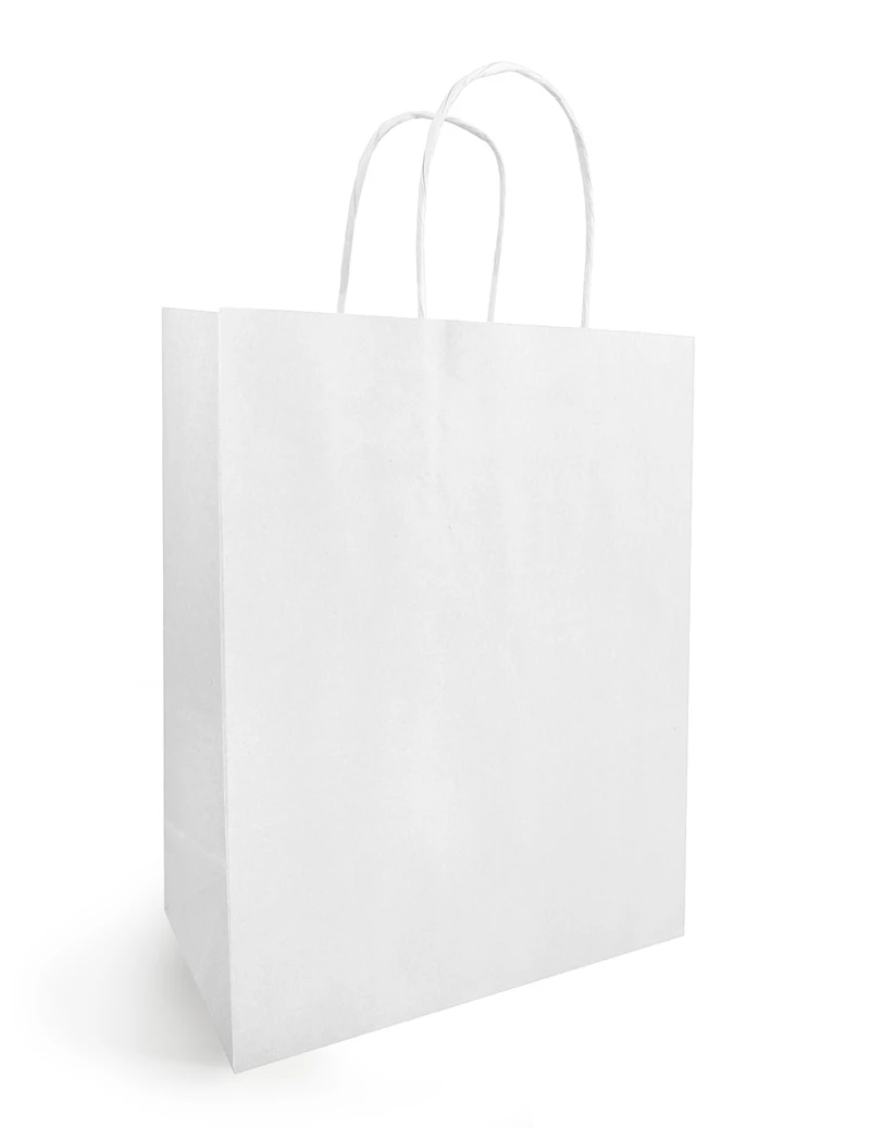 Papieren draagtassen wit 23 x 12 x 30 cm (50 stuks)