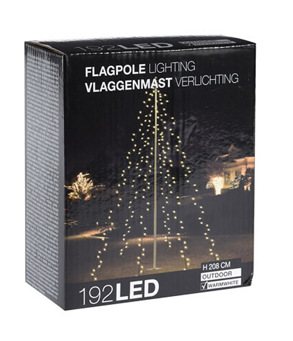 Vlaggenmast verlichting warm wit 192 LED (208 cm)