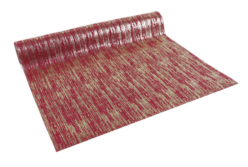 Tafelloper canvas stripes wijnrood 35 cm (2 meter)