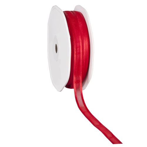 Organza satin edge rood 10 mm (50 meter)