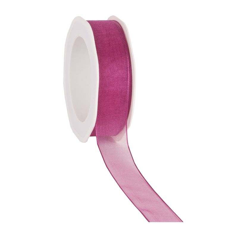 Organza lint magenta met draad 25 mm (20 meter)