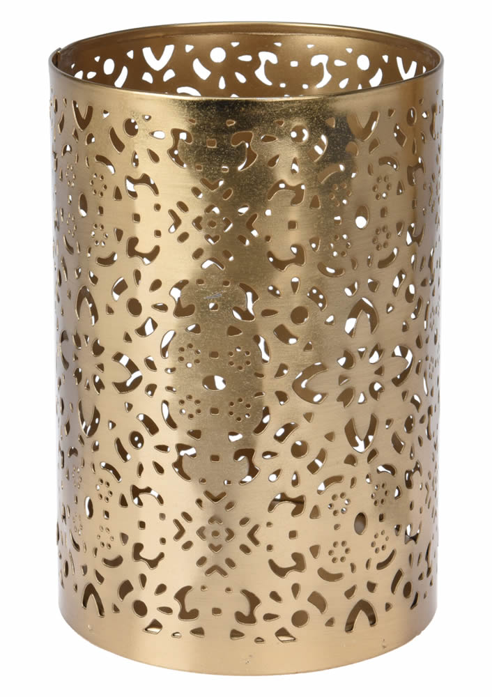 Waxinelichthouder bloemen goud metaal 15 cm (1 stuk)